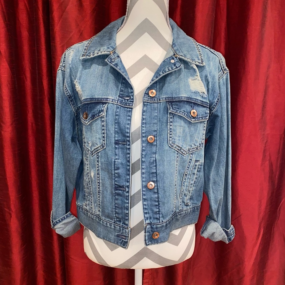 Forever 21 Distressed Classic Denim Jacket